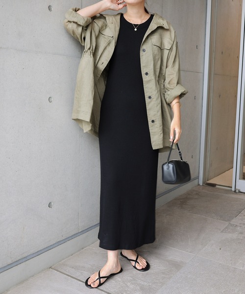 「evernavy」 長袖シャツ M カーキ レディース_画像2