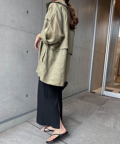 「evernavy」 長袖シャツ M カーキ レディース_画像4