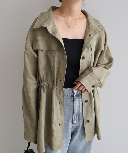 「evernavy」 長袖シャツ M カーキ レディース_画像8