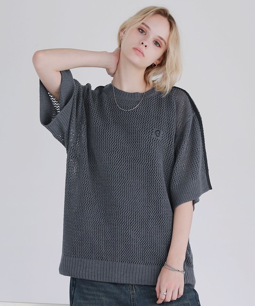 「ROCHEM」 半袖ニット M ブラック メンズ_画像3