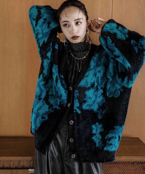 HARE カーディガン アソートガラシャギーVネックカーディガン