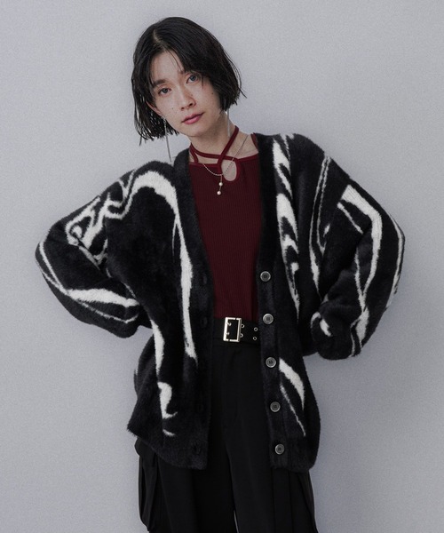 HARE（ハレ） カーディガン アソートガラシャギーVネックカーディガン