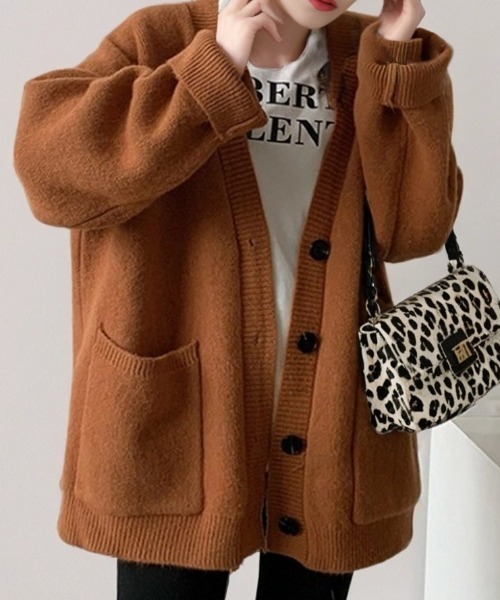 cammie カーディガン 黒ボタンニットカーディガン レディース