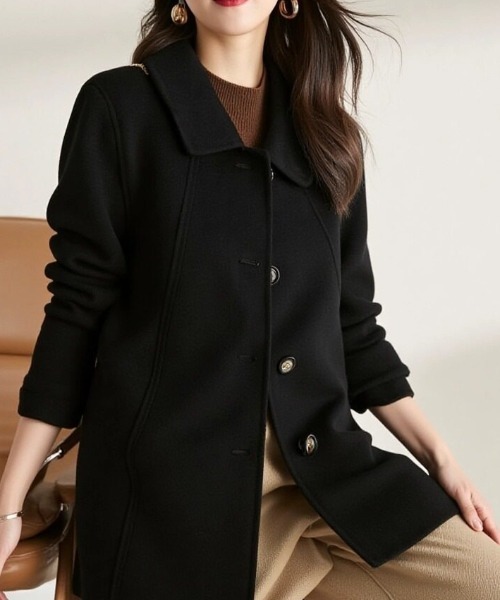 cammie コート アウター ウールタッチ襟付きボタンジャケット