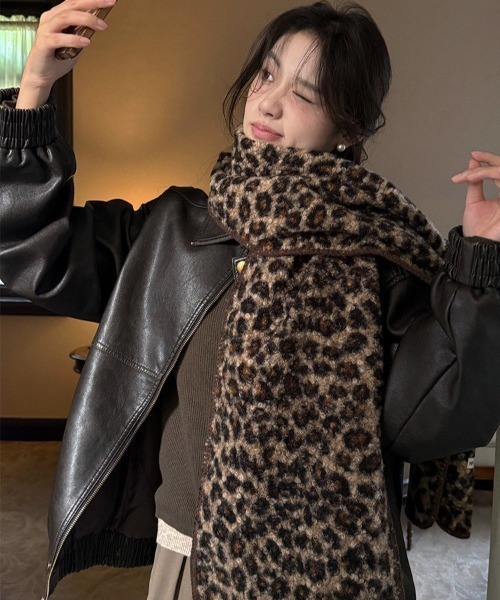 ALMO マフラー ストール 「LAMPOON」レオパードボアマフラー