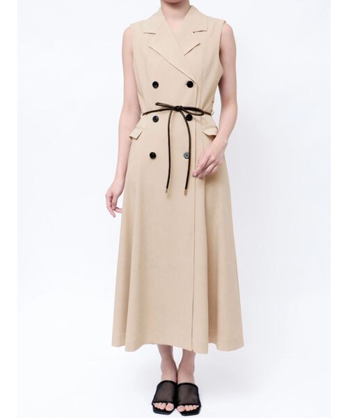 「TONAL」 ノースリーブワンピース MEDIUM ベージュ レディース_画像9