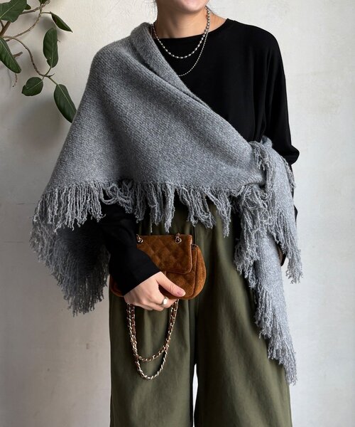 DouDou（ドゥドゥ） ストール マフラー 「WEB限定」三角フリンジ