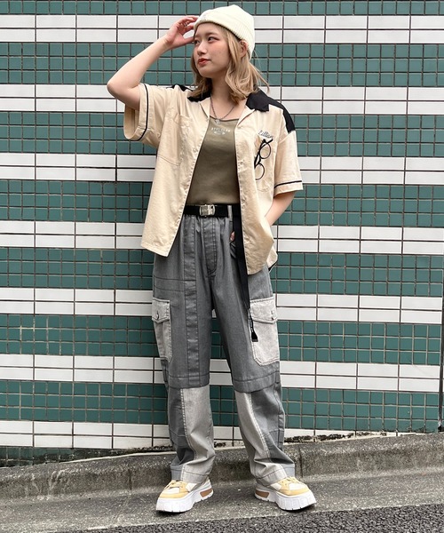 「DOUBLE NAME」 半袖シャツ FREE イエロー レディース_画像3