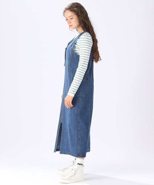 新品　ニコアンド　デニムサロペットロングスカート　L niko and…（ニコアンド） サロペットスカート FREE ブルー レディース
