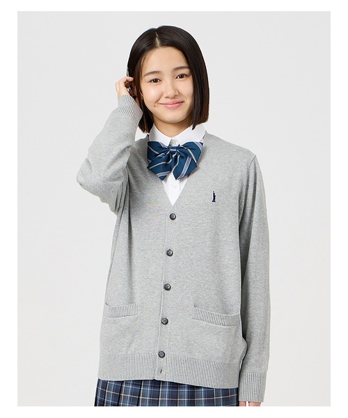 カーディガン 入学式 卒業式 カーディガン 綿 12G ニット 女子 制服 学生服 中学生 高校生 スクール キッズ 子供服 女の子の画像