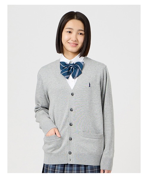 カーディガン 入学式 卒業式 カーディガン 綿 12G ニット 女子 制服 学生服 中学生 高校生 スクール キッズ 子供服 女の子の画像