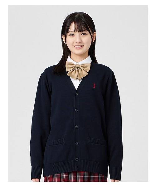 カーディガン 入学式 卒業式 カーディガン 綿 12G ニット 女子 制服 学生服 中学生 高校生 スクール キッズ 子供服 女の子の画像