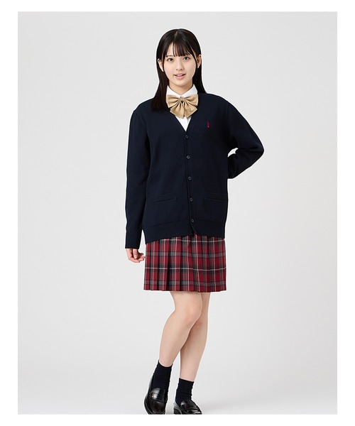 カーディガン 入学式 卒業式 カーディガン 綿 12G ニット 女子 制服 学生服 中学生 高校生 スクール キッズ 子供服 女の子の画像