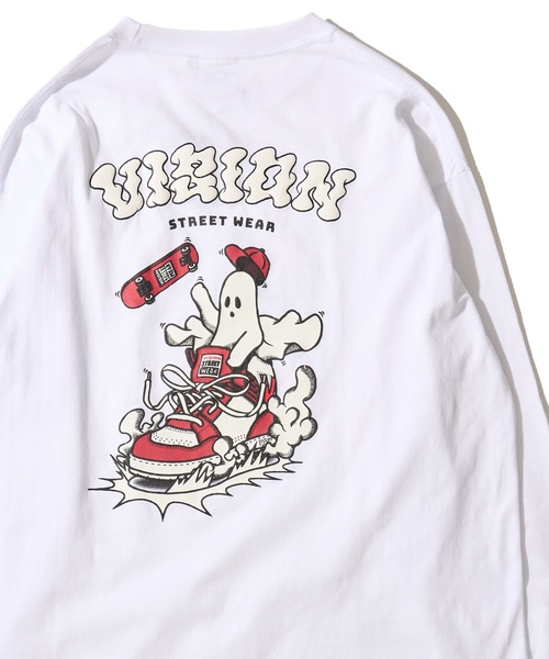 90’s 00’sVISION STREET WEAR スカル総柄ロングTシャツ VISION STREET WEAR（ヴィジョンストリートウェア） tシャツ 「VISION