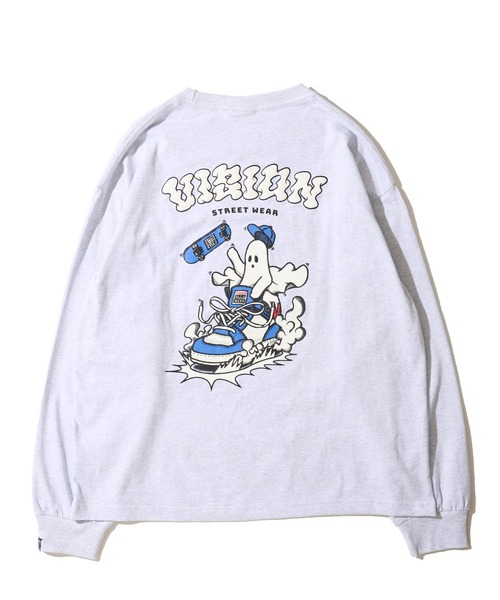 90’s 00’sVISION STREET WEAR スカル総柄ロングTシャツ VISION STREET WEAR（ヴィジョンストリートウェア） tシャツ 「VISION
