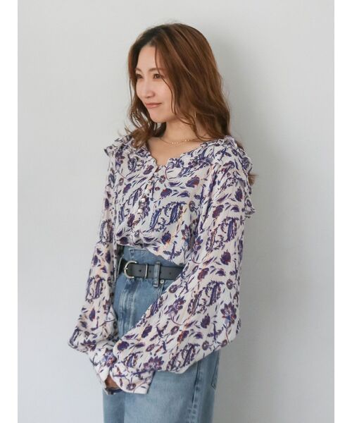 Ungrid 刺繍ブラウス Ungrid プリント刺繍ブラウス オフホワイト -ファッション通販 FASHION