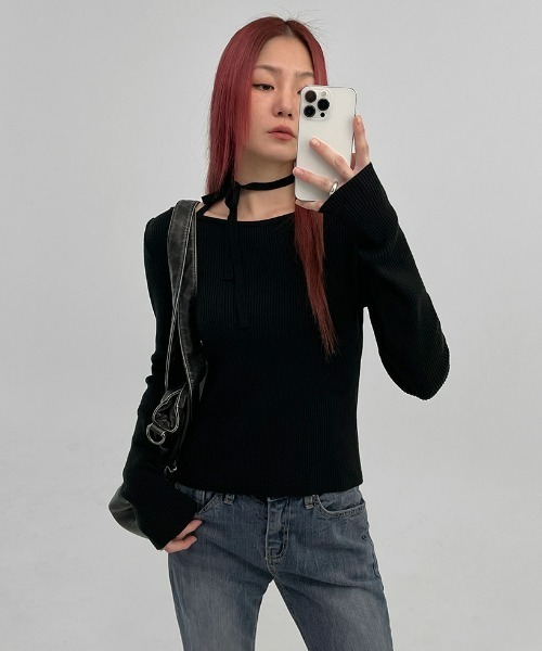 「BLACKUP」 長袖ニット FREE アイボリー レディース_画像5