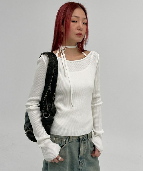 「BLACKUP」 長袖ニット FREE アイボリー レディース_画像9