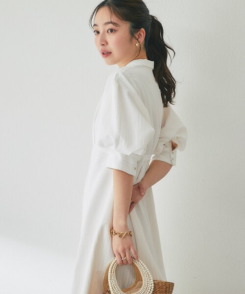 ワンピース 「sana監修・今すぐお届け！」ストライプフレアシャツワンピースの画像
