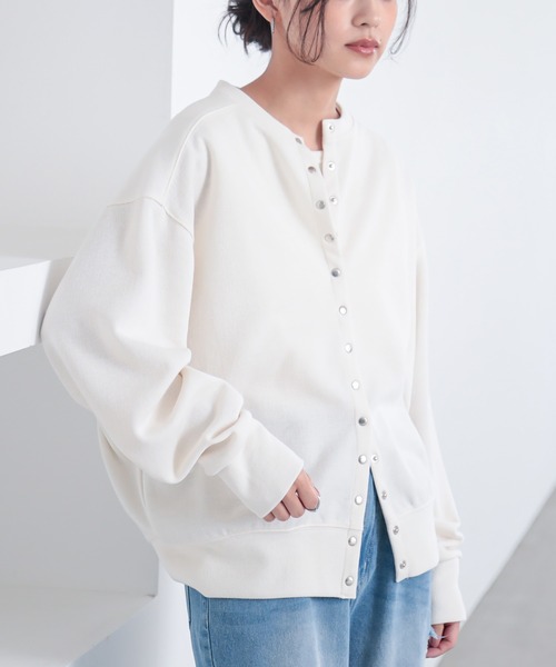 【未使用】F/CE. ロングカーディガン アイボリー for/c（フォーシー） カーディガン スナップボタンロングカーディガン