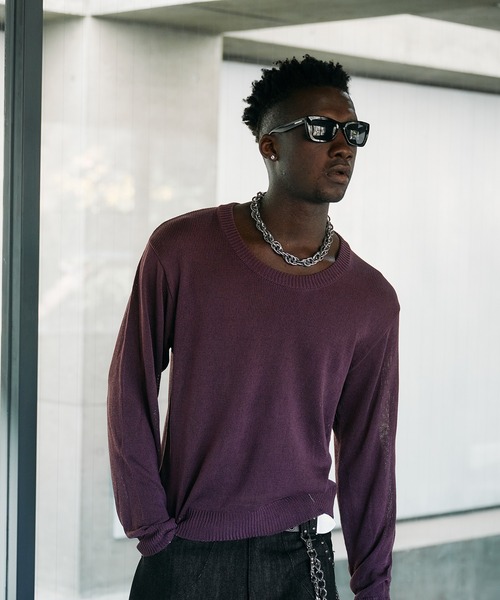 ANDER HUNK tシャツ U-neck Sier LS top / Uネックシアーロング 