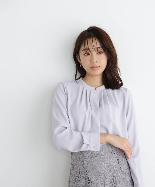 「NATURAL BEAUTY BASIC」 長袖ブラウス SMALL グレー レディース_画像3