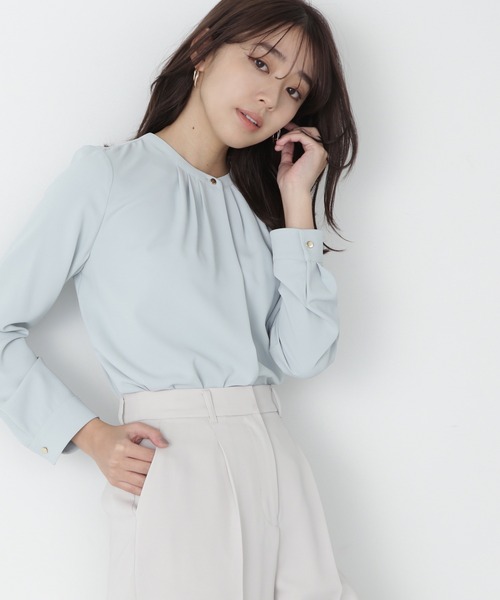 「NATURAL BEAUTY BASIC」 長袖ブラウス SMALL グレー レディース_画像4