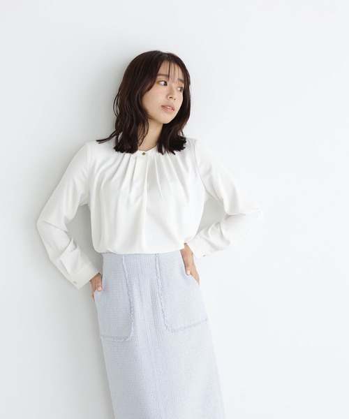 「NATURAL BEAUTY BASIC」 長袖ブラウス SMALL グレー レディース_画像6