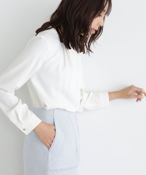 「NATURAL BEAUTY BASIC」 長袖ブラウス SMALL グレー レディース_画像9