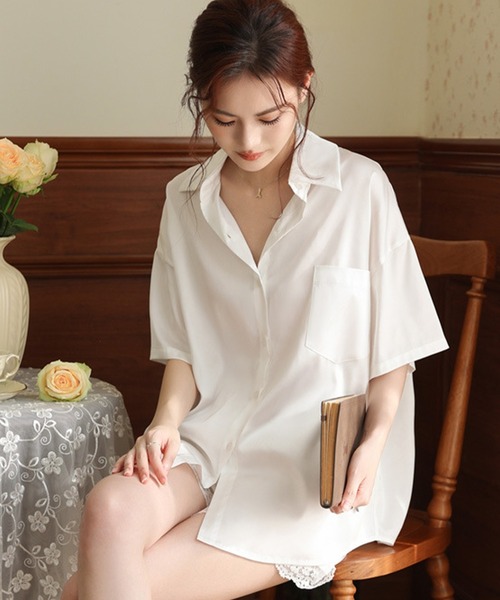DAY CLOSET パジャマ ルームウェア 「セットアップ」半袖 サテン風