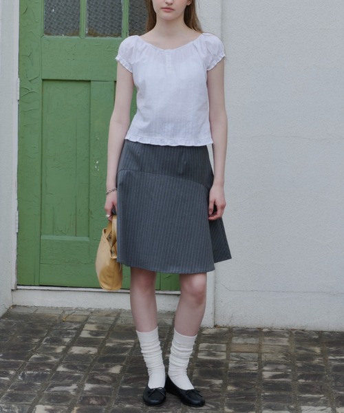 GIUNON スカート 夏 midi switching stripe skirt / ミディ
