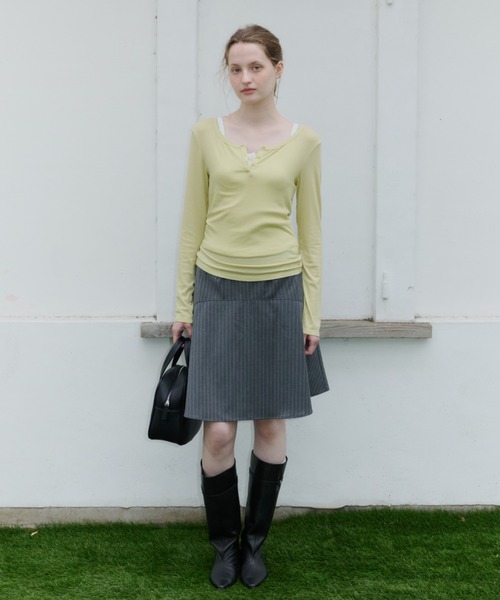GIUNON スカート 夏 midi switching stripe skirt / ミディ