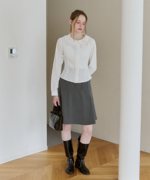 スカート litmus jansolvieassembly shirring skirt GIUNON スカート 夏 midi switching stripe skirt / ミディ