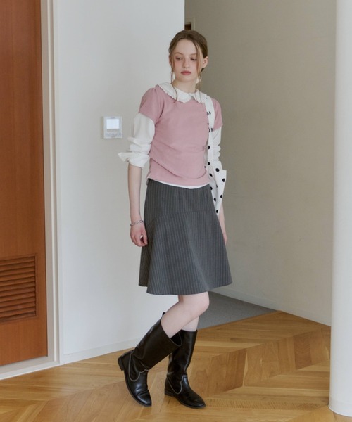GIUNON スカート 夏 midi switching stripe skirt / ミディ