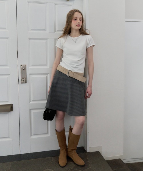 GIUNON スカート 夏 midi switching stripe skirt / ミディ