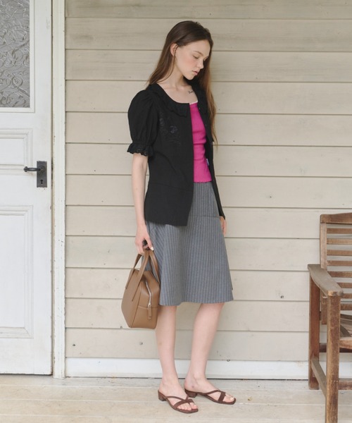 GIUNON スカート 夏 midi switching stripe skirt / ミディ