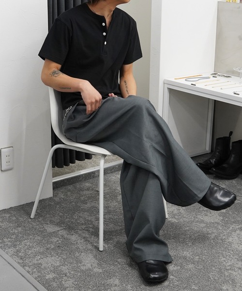 GLARE（グレア） ヘンリーネック tシャツ 「GLARE」クロップド