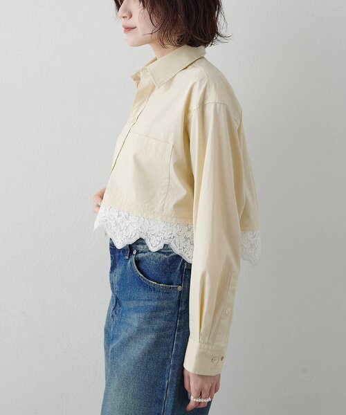 Whim Gazette（ウィム ガゼット） ブラウス シャツ レースコンビシャツ
