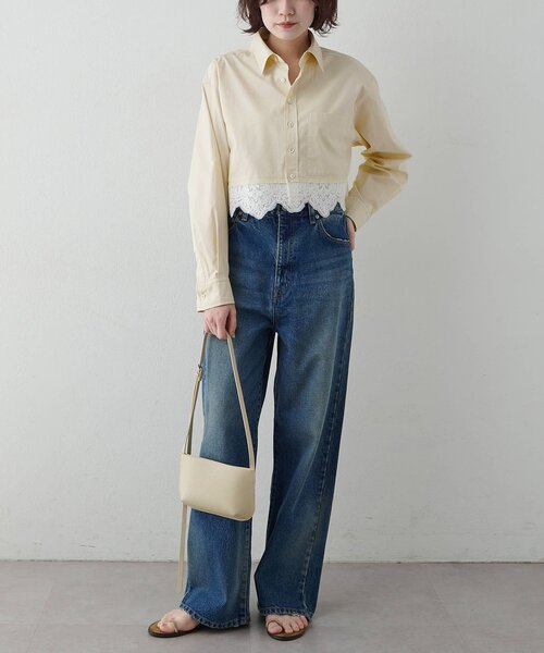 Whim Gazette（ウィム ガゼット） ブラウス シャツ レースコンビシャツ
