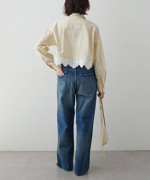 Whim Gazette レースコンビブラウス Whim Gazette（ウィム ガゼット） ブラウス シャツ レースコンビシャツ