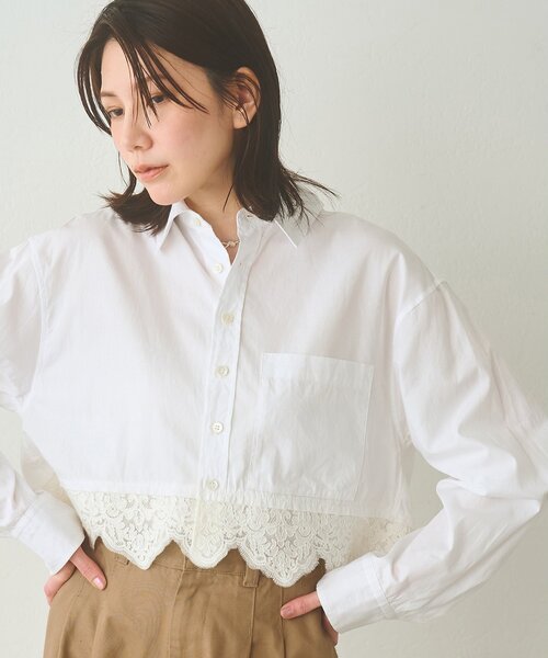 Whim Gazette（ウィム ガゼット） ブラウス シャツ レースコンビシャツ