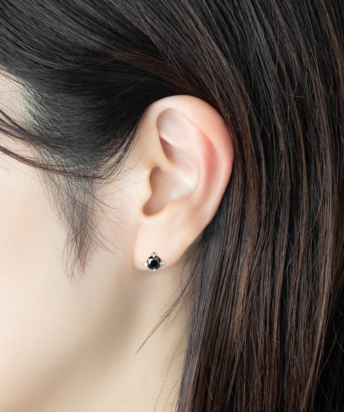 ピアス ブラックジルコニアピアス（M）/レディース/メンズ/26SS メンズ レディースの画像