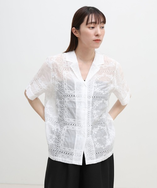 select MOCA（セレクトモカ） ブラウス シャツ 半袖 パッチワークエン