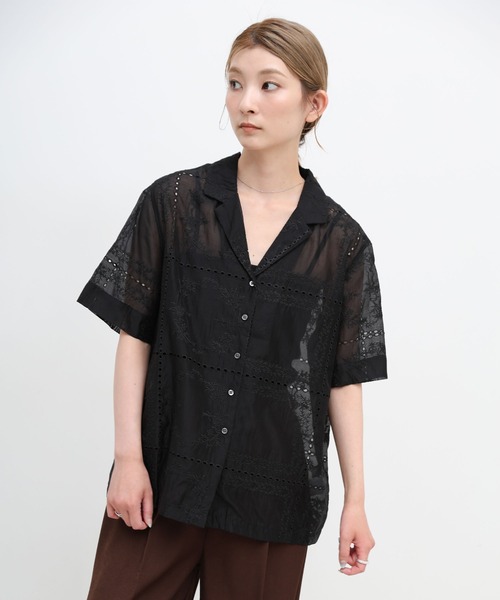 select MOCA（セレクトモカ） ブラウス シャツ 半袖 パッチワークエン