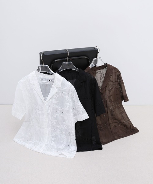 select MOCA（セレクトモカ） ブラウス シャツ 半袖 パッチワークエン 
