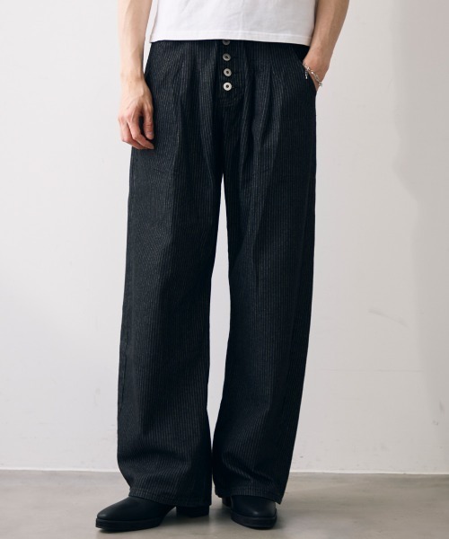 Shoowtime（ショウタイム） スラックス Double tuck stripe wool