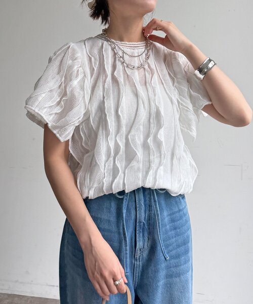 トップス doo DouDou（ドゥドゥ） tシャツ 半袖 「WEB限定」縦レースフリルトップス