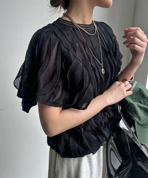 DouDou（ドゥドゥ） tシャツ 「WEB限定」縦レースフリルトップス
