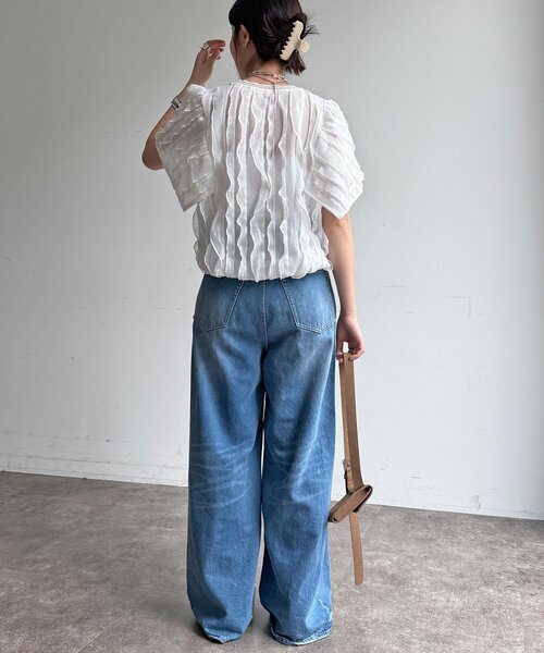 DouDou（ドゥドゥ） tシャツ 半袖 「WEB限定」縦レースフリルトップス