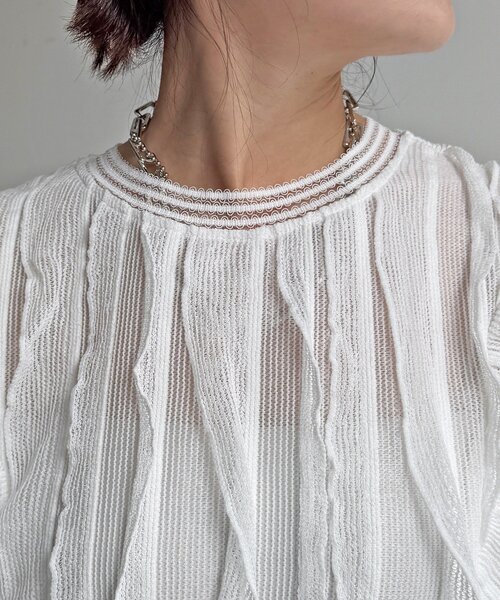 DouDou（ドゥドゥ） tシャツ 半袖 「WEB限定」縦レースフリルトップス